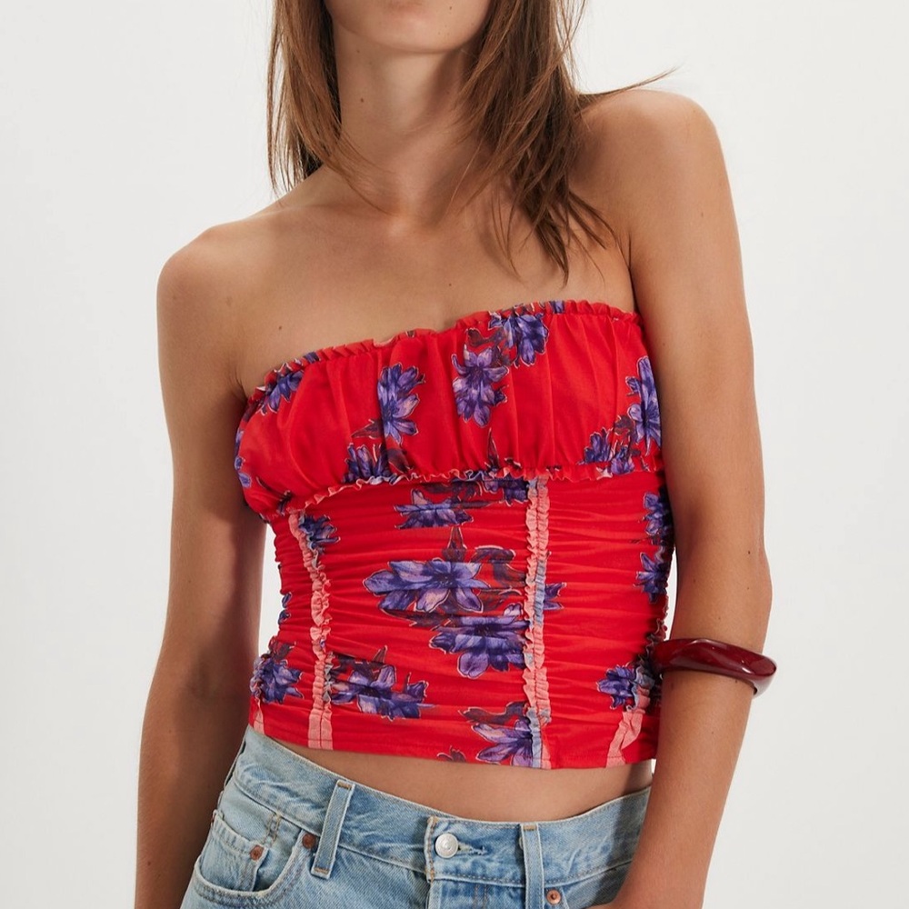 free people scottie printed tube top, hot combo